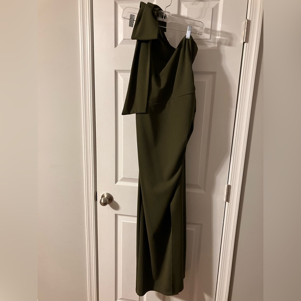 PRETTY GARDEN Green Bodycon One Shoulder Long Formal Maxi Dress, Size Large